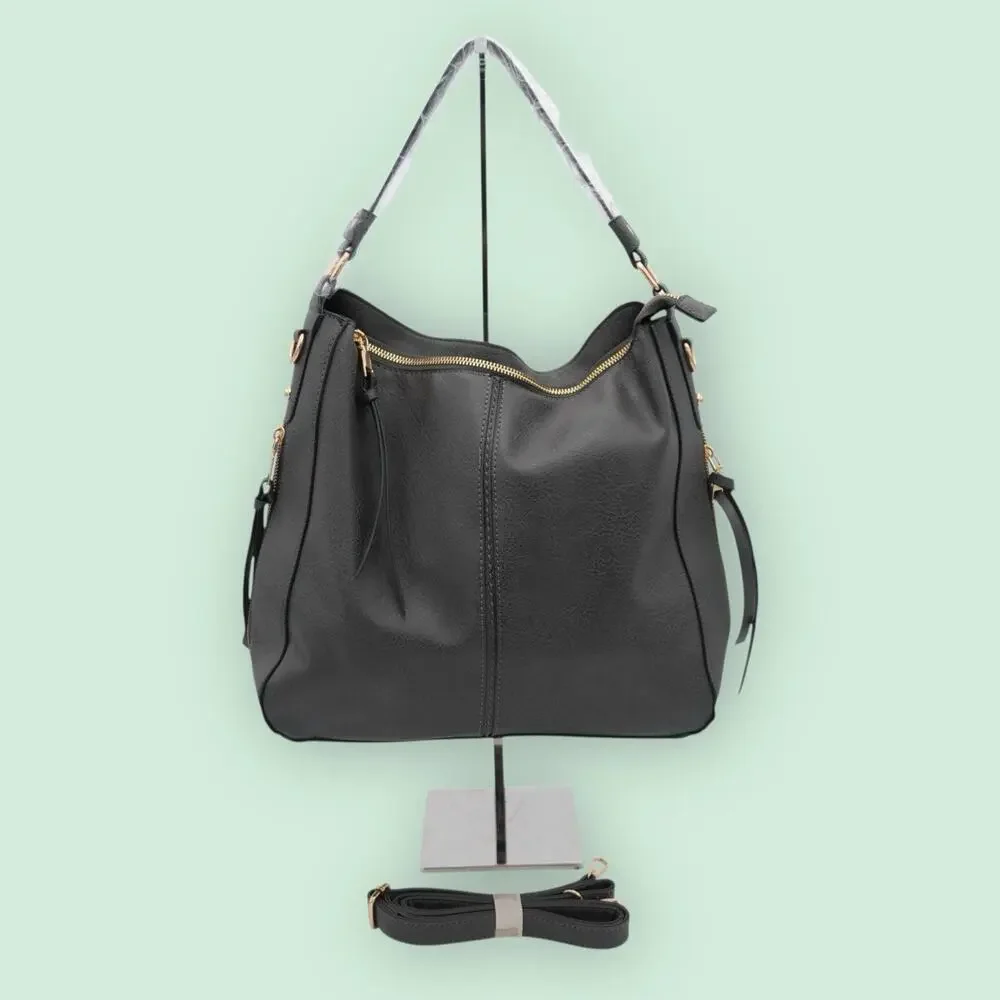 Gray FLO-MOTOR Shoulder/Crossbody Bag - Polyurethane Lots Of Compartments